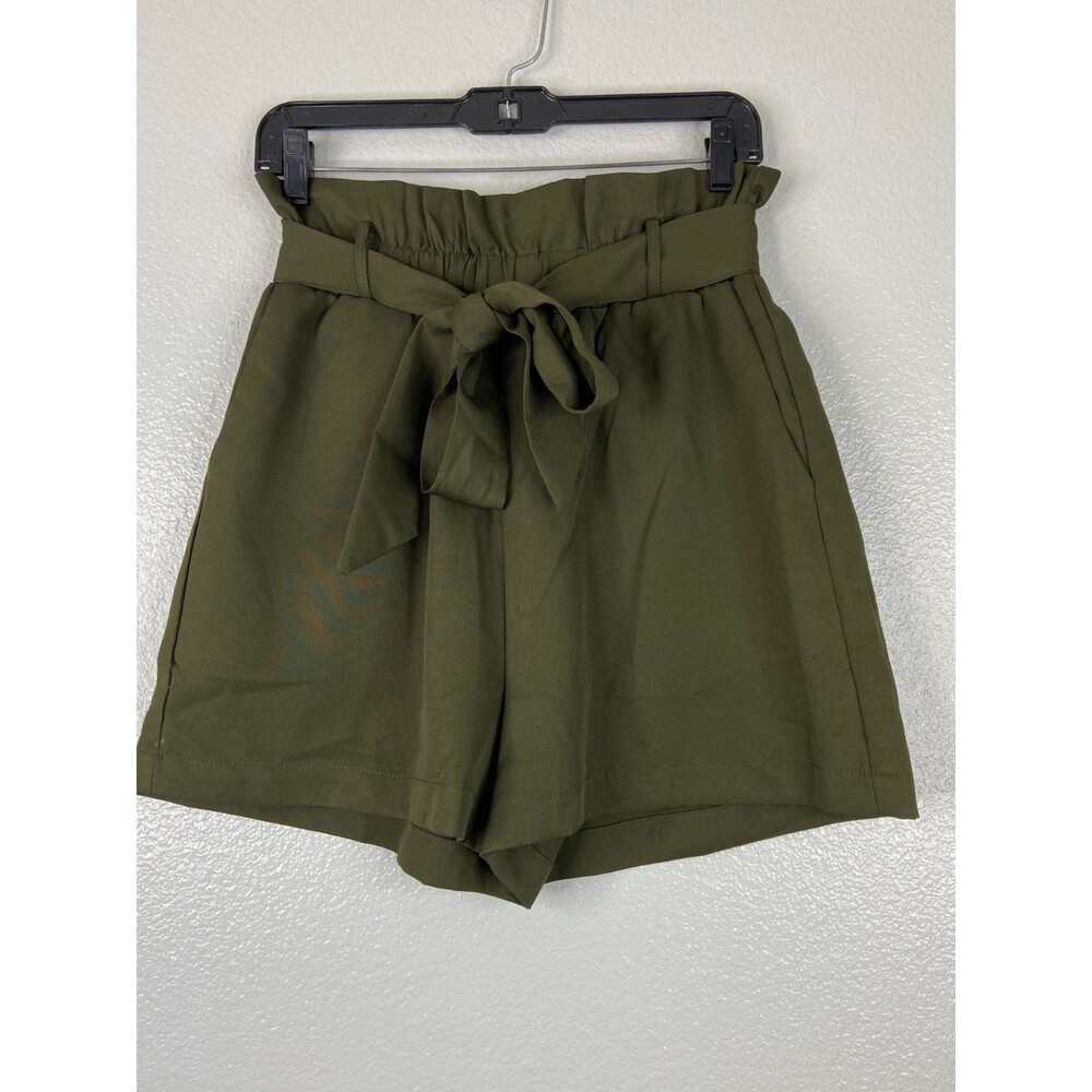 FSL Apparel Women Small Green Paperbag Shorts Tie Waist Casual Office